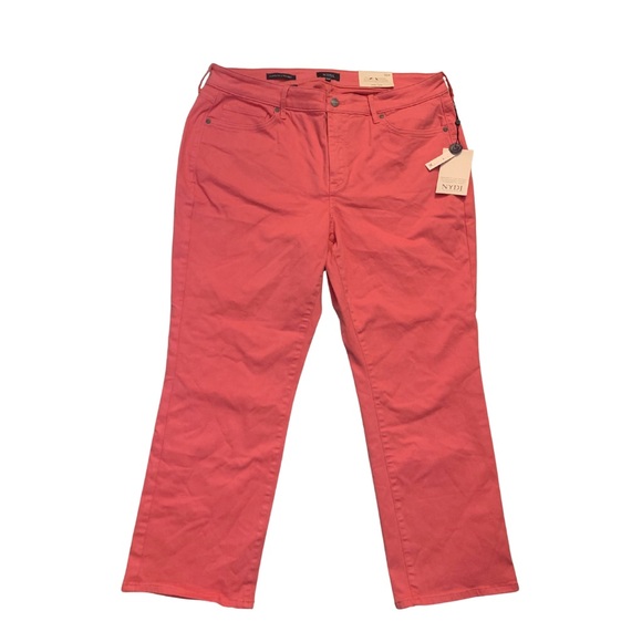 NYDJ Marilyn Straight Ankle Pink Jeans 16W Plus Size Coral Salmon Denim Crop - Picture 2 of 10